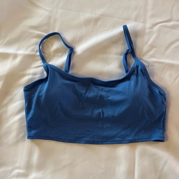 Aerie Blue Textured Padded Bikini Top | Adjustable Straps | Swim Top Size M - Picture 2 of 7